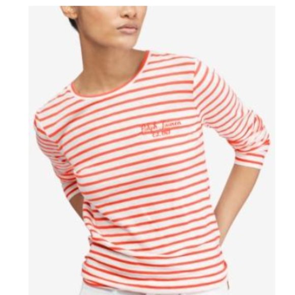 Polo Striped Long-sleeve T-shirt In Red/white - Picture 1 of 2